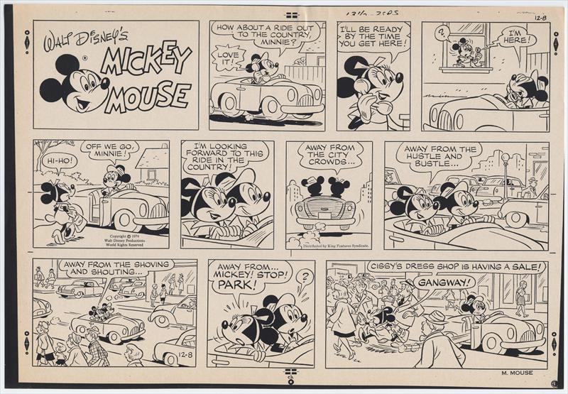 Disney Mickey Mouse Sunday Comics Original Drawing Proof Of Mickey