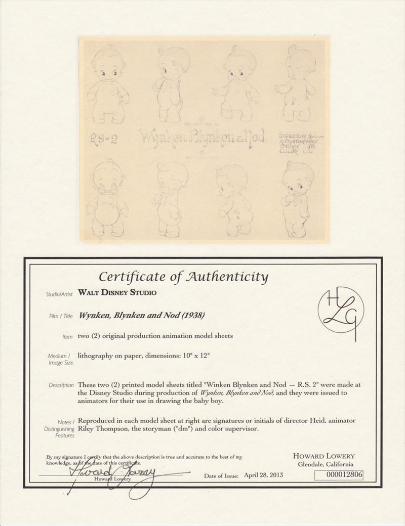 auction.howardlowery.com: 2 Disney WYNKEN, BLYNKEN & NOD Animation